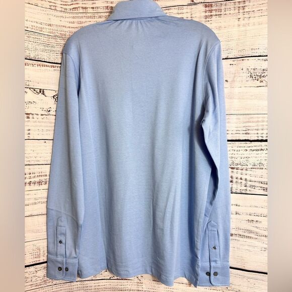 Greyson Mens size Omaha Long Sleeve Polo Wolf Blue Cotton Blend Cooling Fabric - Picture 6 of 16